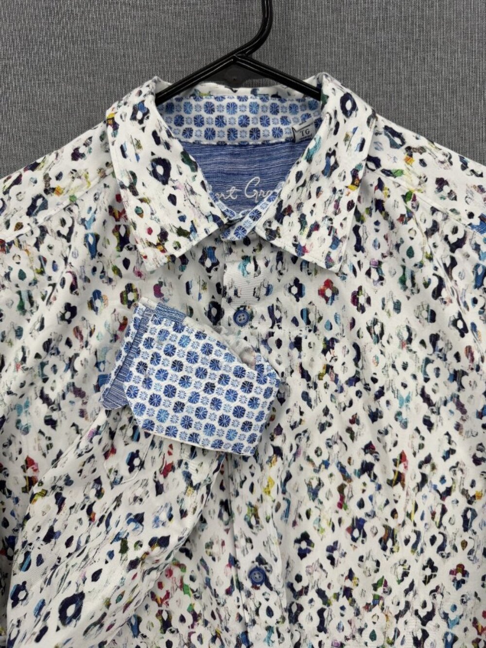 Robert Graham Lazlo Shirt Mens XL Flip Cuff Button Long Sleeve Geometric Preppy
